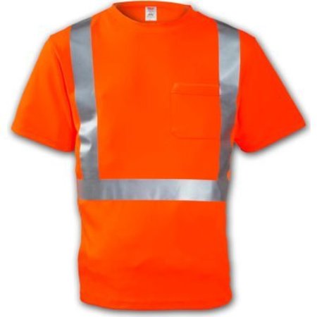 TINGLEY RUBBER Tingley® S75029 Class 2 Short Sleeve T-Shirt, Fluorescent Orange, Small S75029.SM